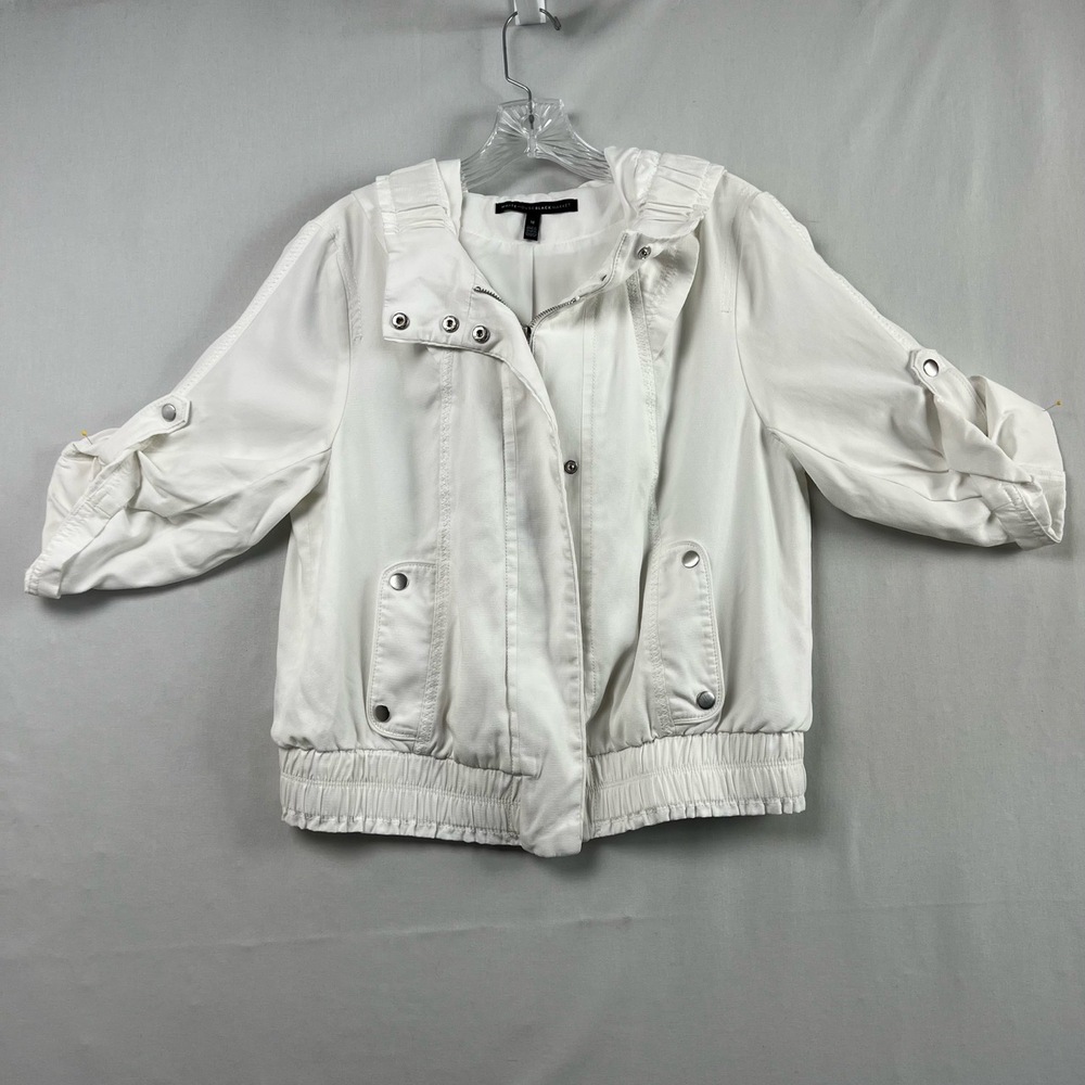 White House Black Market Jacket Womens Medium Hooded White Casual Beach